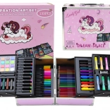 Set artistico in valigetta espandibile con unicorno 133 pezzi