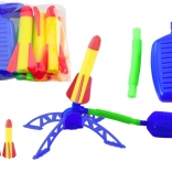 Tiro al bersaglio a razzi in schiuma con pompetta – set da giardino blu