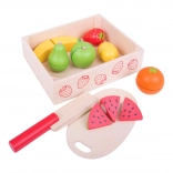 BIGJIGS TOYS set di frutta in legno da tagliare in scatola