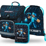 BAAGL 3 SET Ergo Minecraft Blue Axe: cartella, astuccio, sacca