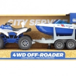 Quad per bambini a batteria con rimorchio e barca