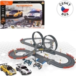 Pista automobilistica 790 cm con due auto, a batteria