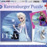 Ravensburger puzzle Frozen: Elsa, Anna e Olaf 3×49 pezzi