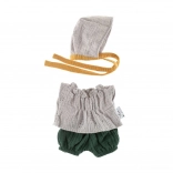 Set completo con berretto per bambole 21cm pizzo grigio