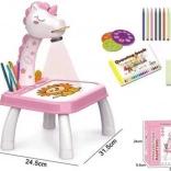 Proiettore da disegno Unicorno con tavolino a batterie