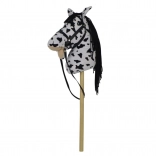 Cavallo di peluche su bastone con suoni, 70 cm, bianco‑nero (appaloosa)