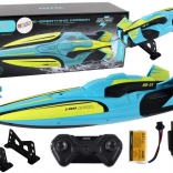 Motoscafo RC 2.4G giallo‑turchese, impermeabile con telecomando
