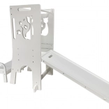 Torre di apprendimento regolabile con gattina, scivolo e lavagna