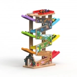 Grande pista da corsa in legno con 6 rampe per bambini