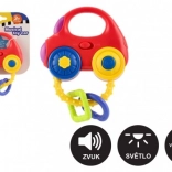 Sonaglino a forma di auto con luce e suono, plastica, 10 × 11 cm, a batteria, 3m+