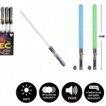 Spada luminosa con suoni e luci, 73 cm, plastica, 3× AAA, 3 colori