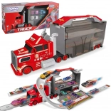 Woopie camion dei pompieri con garage e pista da corsa