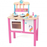 WOODY cucina in legno per bambini unicorno – 17 pezzi di accessori, altezza 50 cm
