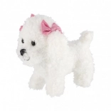 Cagnolino di peluche con fiocchetti 21 cm bianco