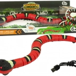 Serpente interattivo a controllo tattile rosso con strisce nere