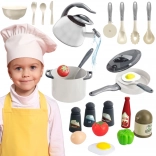 Set da cucina Woopie per piccoli chef, pentole, padella e teiera, bianco, 32 pezzi