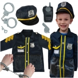 Costume di carnevale da poliziotto per bambini con set di accessori, manette e cappello, per età 3-8 anni