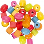 Perline di legno e cordini in contenitore - 45 pezzi