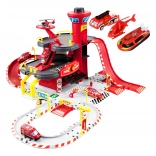 Garage dei pompieri, 3 livelli con ascensore, auto + elicottero, 74 pezzi