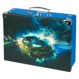 Valigetta scolastica pieghevole Auto da corsa con rinforzi metallici