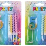 Candela per feste numero 5 con candele supplementari