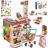 supermercato per bambini con carrello della spesa, cassa, bilancia e scanner WOOPIE (48 accessori)