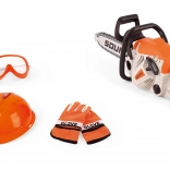 Motosega con effetti 35 cm – set per bambini con casco e occhiali