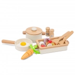 Set di stoviglie in legno per cucina dei bambini