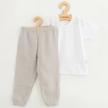 Set in cotone per bambini: t-shirt e pantaloni in mussola New Baby Kindergarten grigio chiaro 104 (3–4 anni)