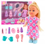 Set Mini Bambola Cura dei Capelli Vestito Rosa