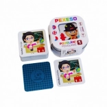 Pexeso Povolání 1 – impermeabile, ceco-slovacco-inglese, 64 carte in scatola di latta