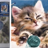 Pittura con diamanti – gattino con gomitolo 30 × 40 cm