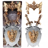 Set da Cavaliere per Bambini Scudo con Due Spade e Maschera Aquila Dorata