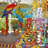 Puzzle pappagalli in veranda 1000 pezzi