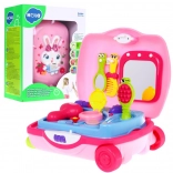 Toeletta interattiva rosa 2 in 1 in valigetta per bambini 2+ con luci, melodie e accessori