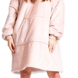 Cozy Noxxiez CH357 Beige - calda coperta felpa con cappuccio per adolescenti e adulti