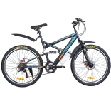Maltrack bicicletta mountain bike 26" in acciaio, nero‑blu‑arancione