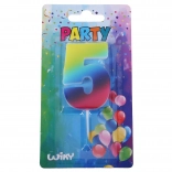 Candela party numero 5 arcobaleno