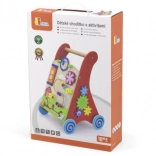 Girello in legno e pannello attività per bambini Viga, rosso