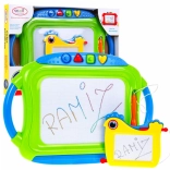 Set di 2 lavagnette magnetiche per disegnare per bambini 3+ con pennini e 4 timbri