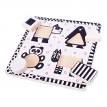 Puzzle a incastro in legno forme in bianco e nero BIGJIGS TOYS