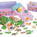 Puzzle educativo in legno con animali nella scatola