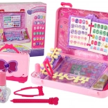 Valigetta rosa per manicure per bambini con adesivi e tip