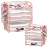 organizer da scrivania in metallo rosa