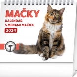 Calendario da tavolo Gatti 2024 con nomi dei gatti 16,5 × 13 cm