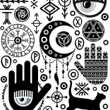 Toppe termoadesive – simboli mistici, foglio grande 20 × 30 cm