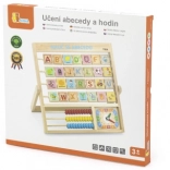 Alfabeto e orologio in legno in lingua ceca