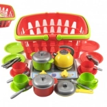 Set da cucina con cestino della spesa in plastica