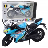 motocicletta sportiva in metallo 1:12 con luci e suoni – blu