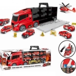 Camion trasporto con vigili del fuoco e accessori